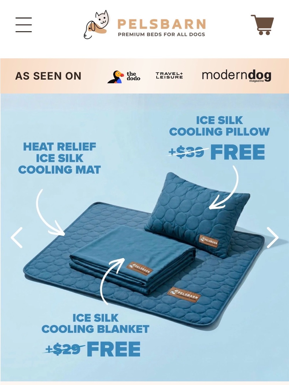 Pelsbarn Cooling Dog Bed Set - Light Blue